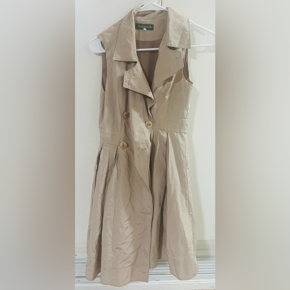 Imagination Beige Sleeveless Double-breasted Trench dress Taupe Beige Women’s S